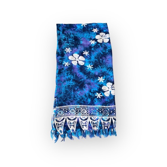 Butterfly Tie Dye Pareo Sarong Large Scarf 🝮 Many Ways to Wear 🝮 Purple Teal - Picture 5 of 16